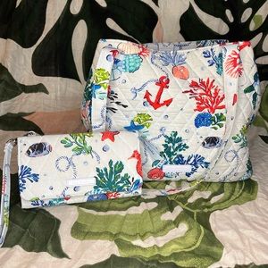 VERA BRADLEY Anchors Aweigh Triple Compartment Bag and matching wallet